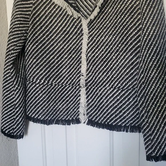 Mango Black and White Striped Blazer - Picture 3 of 4